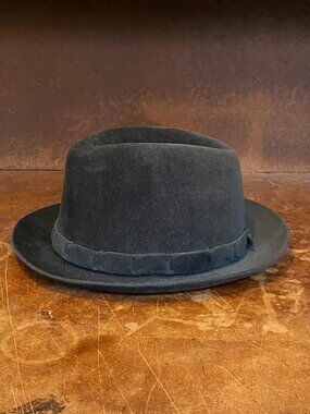 Vintage Churchill Ltd Halifax Classic Suede Felt Fedora Hat Charcoal Gray Black